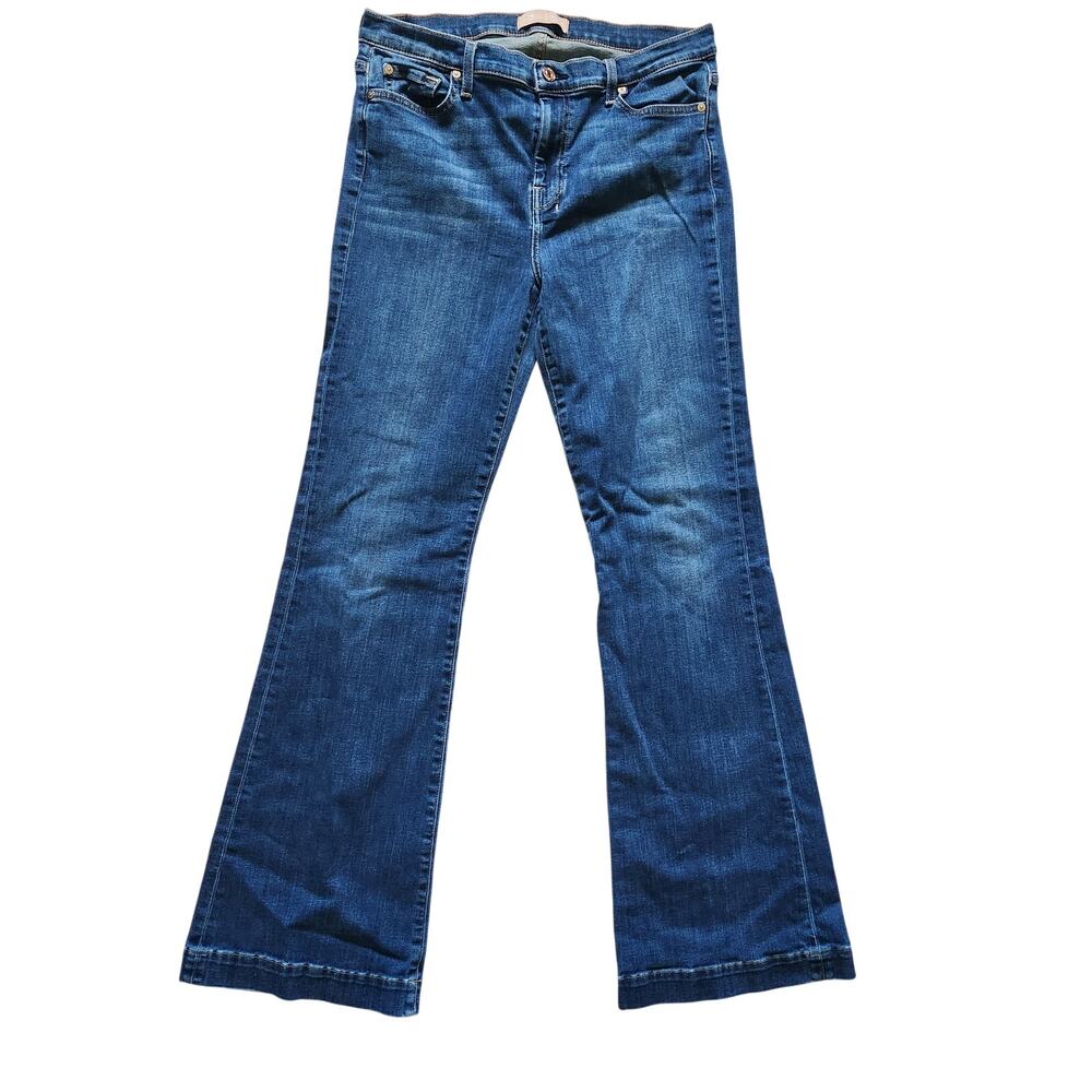 7 For All Mankind B(air) Dojo Jeans SZ 32 Bootcut Flare Stretch Blue Denim Pants - Picture 3 of 16